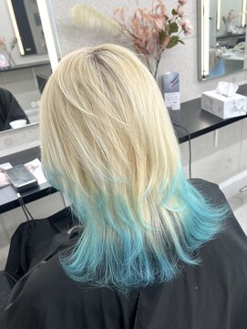 サイ(PSY) 抜きっぱブロンド×エンドカラー/ミントカラー/ウルフレイヤー