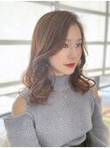 透明感ブラウンベージュ/レイヤーカット/ふんわりカール