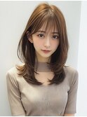 ミルクブラウン/レイヤーカット/顔周りレイヤー/ハッシュカット