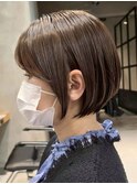 横浜西口白髪染めハンサムショートウルフベージュアッシュグレー