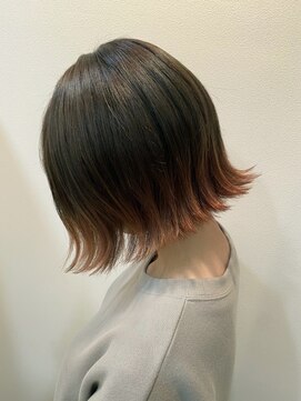 ルーシィヘアークラブ 裾カラー　グレージュ×オレンジ