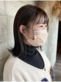 レイヤーカットアッシュカラーグレージュ透明感カラー前髪