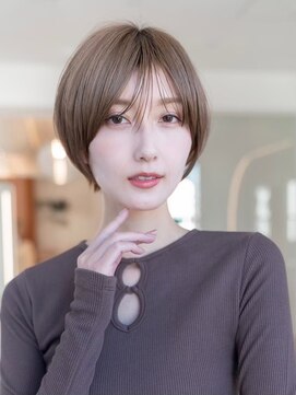 メゾンバイハバナ(maison by HAVANA) 20代30代大人かわいい前髪パーマ小顔ショートボブグレーベージュ