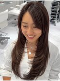 ハイライトカラーミルクティーベージュレイヤーカット