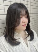 レイヤーカット/小顔カット/顔まわりレイヤー/前髪カット/パーマ