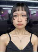 ミニボブ/レイヤーボブ/フェイスレイヤー/黒髪ボブ／オン眉