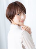 ツヤ髪モカブラウン立体感丸みショートj古河20代30代40代
