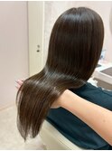 アッシュブラウン 透明感カラー 髪質改善 縮毛矯正 艶髪 20代
