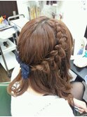 ◆可愛いシンプルシリーズ♪『両サイドゆるふわ編み込み＋コテ』