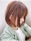 自由が丘アフロート　インナーカラーくすみピンクオルチャンボブ