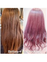 メルティー ヘア(Melty hair)&nbsp;ラベンダーxローズピンク☆ホワイトブリーチ使用！
