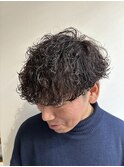 波巻きパーマツーブロックマッシュ