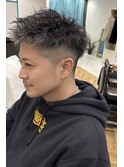 メンズ/メンズショート/ツイストスパイラルパーマ/アップバング/