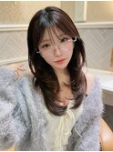 ★Shina/10黒髪ココアベージュ小顔レイヤー髪質改善縮毛矯正