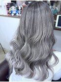 【ハイトーンデザイン】ホワイトバレイヤージュ×ブリーチ2回