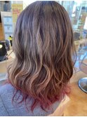〈wave和合店〉チェリーブラウンふんわりカールグラデーション
