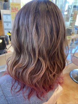 ウェーブ 和合店(wave) 〈wave和合店〉チェリーブラウンふんわりカールグラデーション