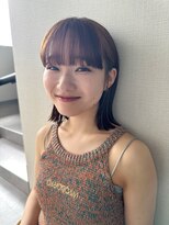 アム(amu)&nbsp;オレンジブラウン/ワイドバング/ベルボブ/外ハネボブ/おくれ毛