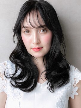 カバーヘア イヴ 戸頭店(COVER HAIR EVE) 黒髪アッシュバタフライカット韓国風巻きロング311W戸頭30代40代