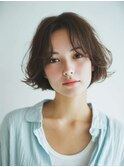 ミルクブラウン/ダークパープル/ナチュラルショート/夏/センター