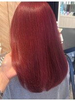 アース 会津若松店(HAIR&MAKE EARTH)&nbsp;ビビッドレッド×ミディアムストレート