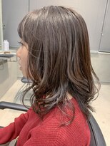 テトヘアー(teto hair) グレージュ、ミディアムレイヤー、透け感カラー