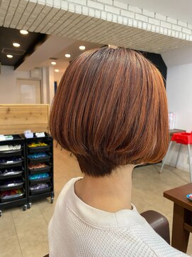ラブリッシュ(LOVERICHE) お客様スタイル　30代女性　ハイライトオレンジカラーボブ