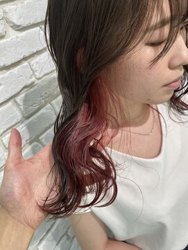 アジールヘア 池袋東口店(agir hair) インナーカラーブラッドオレンジイヤリングカラービタミンカラー