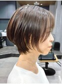 30代40代大人女性/前髪ありショートボブ/ショートヘア/髪質改善