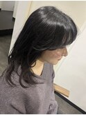 海外ガール風顔周り重めバング