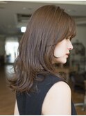 ◆顔周り小顔モテ髪ロングレイヤーカット/艶髪ブラウンカラー
