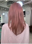 下北沢ペールピンクベージュカラー顔周りレイヤーカットウルフ
