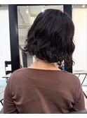△ボブパーマプードルボブミディアムパーマコテ巻き風パーマ