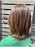 大人ノーブルくびれ外ハネミディナチュラルブラウン20代30代40代
