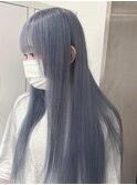 14612艶髪ネイビーブルーブルーシルバーレイヤーブルーカラー