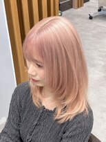 アース 郡山コスモス通り店(HAIR&MAKE EARTH) ライトピンク×ふんわりレイヤーカット