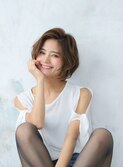 【抜け感×セミウェットウェーブ】かきあげ前髪ショートボブ