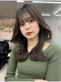 韓国くびれヘア/ミディアムヘア/韓国ヘア/ココアベージュ