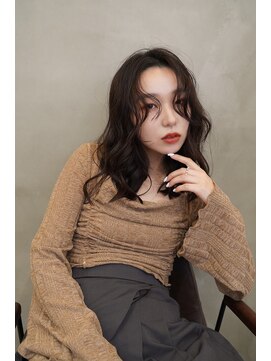 マッシュ 北堀江(MASHU) ブラウンカラー　ミディアム　顔まわりレイヤー