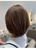 アプリコットオレンジ美シルエットショートボブ