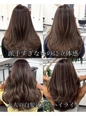 レイヤーカット白髪ぼかしハイライトダブルカラーインナーカラー