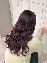アンドカオマワリカットファム(Fann.)&nbsp;ラベンダーブラウン×艶感ロング｜韓国風ゆるウェーブ
