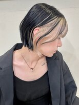 トルネード(TORNADO) 日韓ボブ インナーカラーボブ ホワイト 切りっぱなしボブ t1011