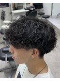 刈り上げマッシュ×波巻きパーマ
