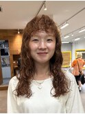 くるくるパーマ/オレンジブラウン/くせ毛/くせ毛を活かす