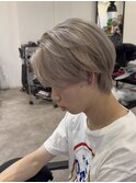 20代30代40代韓流センターパートハイトーンホワイトベージュ