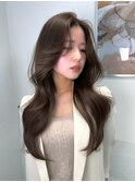 韓国ヘア/顔周りレイヤーカット/グレージュ/くびれヘア/表参道