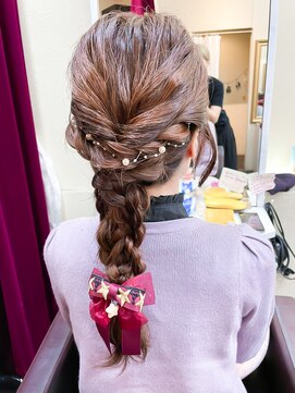 ミシェリー(misherry) お呼ばれアレンジ編み込みウェーブ巻き花嫁結婚式デート韓国風