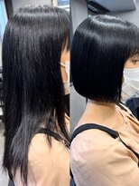 アイユー(ii+U)&nbsp;ボブ　イメチェンカット　黒髪　大人可愛い　小顔ボブ