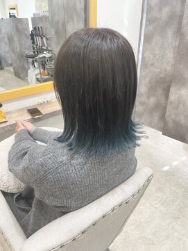 オーセンヘア(AUTHEN.HAIR) 切りっぱなしボブ×デザインカラースカイブルー